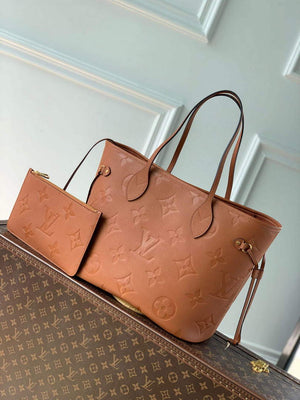 LV M45685 Louis Vuitton Neverfull MM Tote Bag Brown - Default Title - View 1