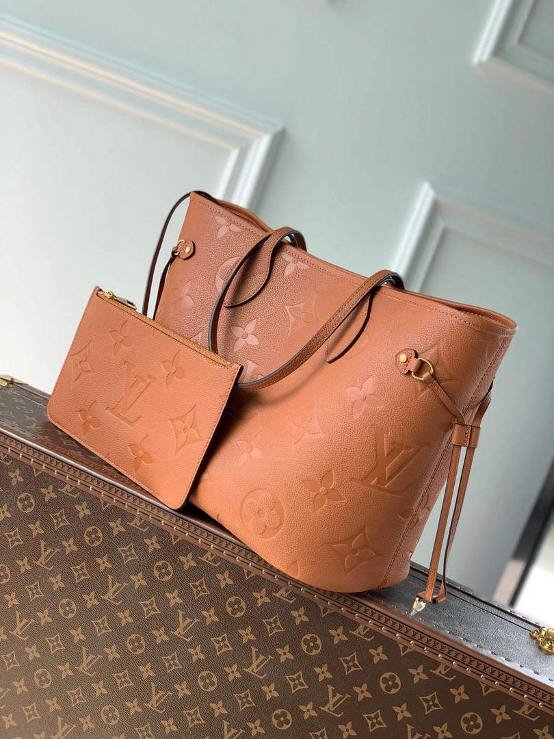 LV M45685 Louis Vuitton Neverfull MM Tote Bag Brown - Default Title - View 2