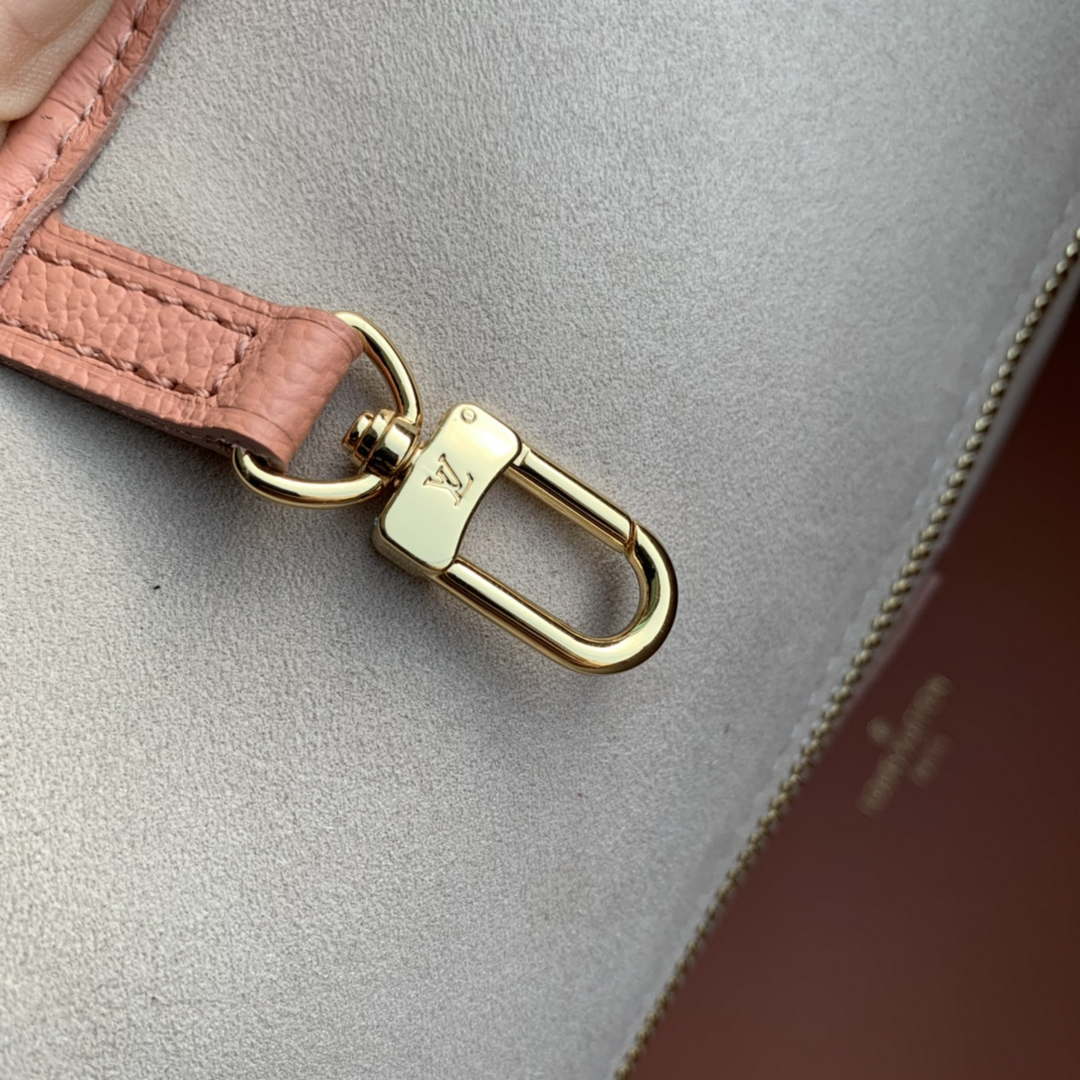 LV M45686 Louis Vuitton Neverfull MM Tote Bag Monogram Empreinte Leather Pink Cream - Default Title - View 5