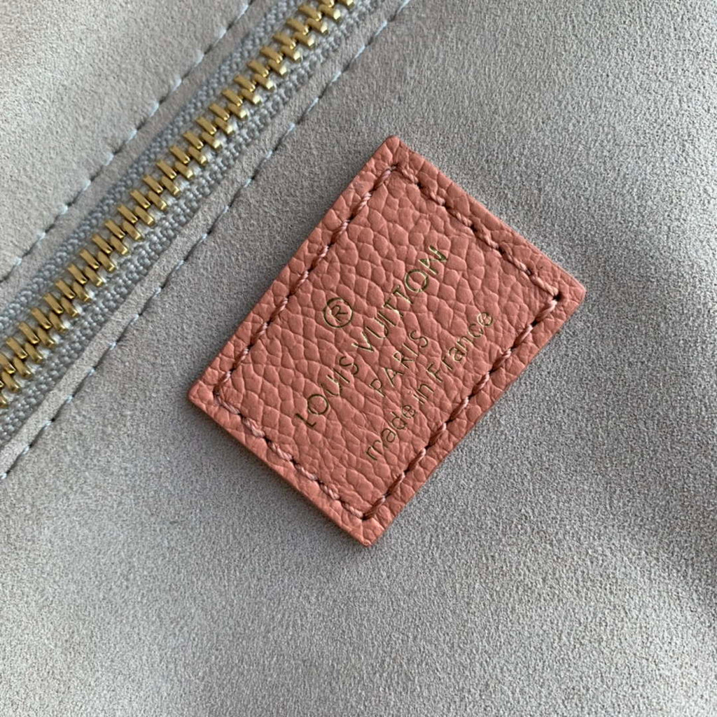 LV M45686 Louis Vuitton Neverfull MM Tote Bag Monogram Empreinte Leather Pink Cream