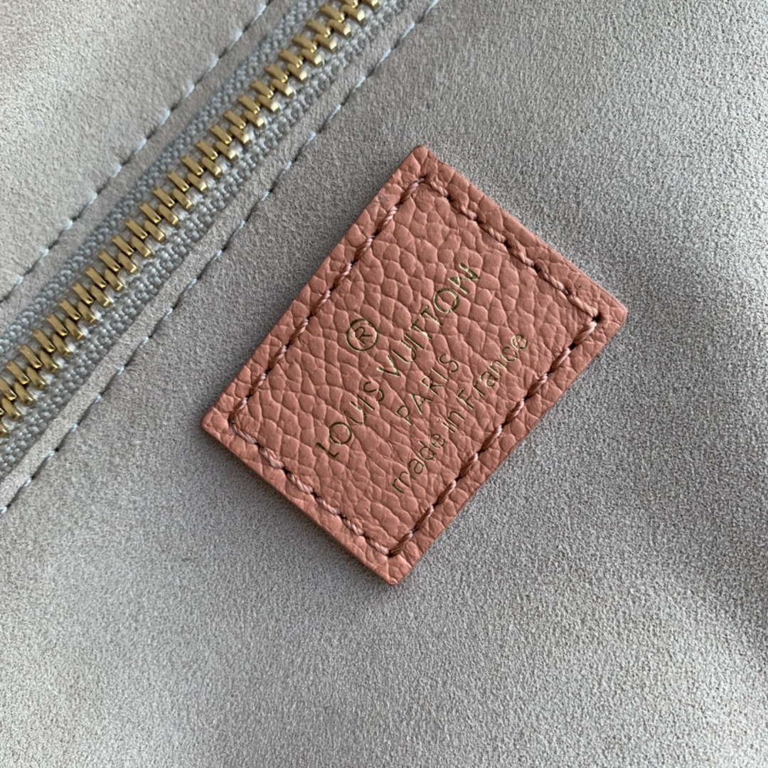 LV M45686 Louis Vuitton Neverfull MM Tote Bag Monogram Empreinte Leather Pink Cream - Default Title - View 6