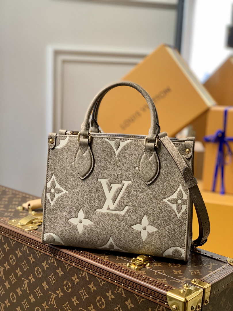 LV M45779 Louis Vuitton Onthego Pm Bag leather Gray - Default Title - View 1