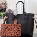 LV M45856 Louis Vuitton Neverfull MM Monogram Empreinte Leather M58525 Bag Black - Default Title - View 1