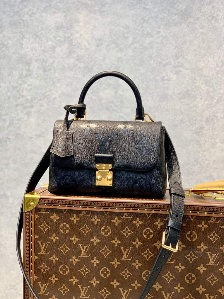 LV M46008 Louis Vuitton Madeleine BB Monogram Empreinte Leather Black - Default Title - View 1