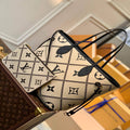 LV M46039 Louis Vuitton Neverfull MM Tote Monogram Bag M46040 Cr¨¨me Beige