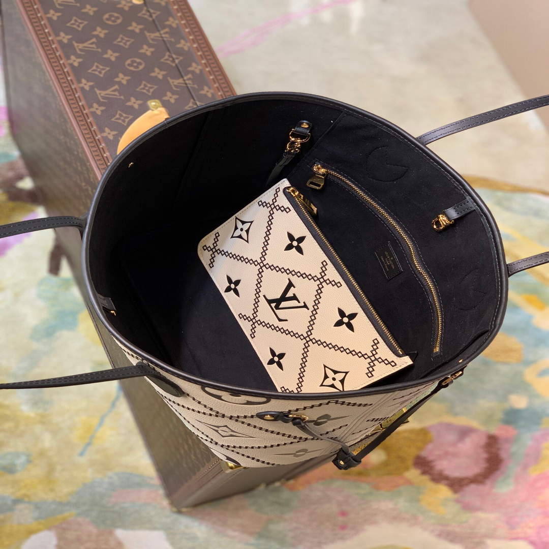 LV M46039 Louis Vuitton Neverfull MM Tote Monogram Bag M46040 Cr¨¨me Beige - Default Title - View 8