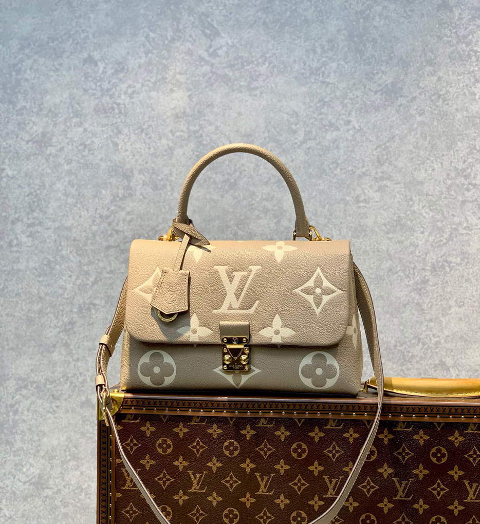 LV M46041 Louis Vuitton Madeleine MM Handbag Embossed Grained Cowhide Leather - Default Title - View 1