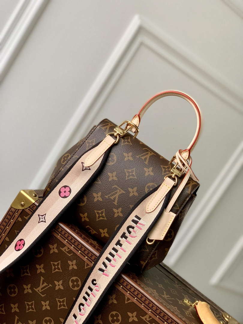 LV M46055 Louis Vuitton Cluny Mini Handbag Black Shoulder Strap