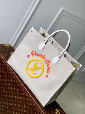 LV M46076 Louis Vuitton Onthego GM Tote Bag White leather - Default Title - View 1