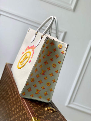 LV M46076 Louis Vuitton Onthego GM Tote Bag White leather - Default Title - View 3