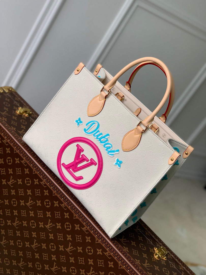 LV M46128 Louis Vuitton Onthego MM Tote Bag Yellow leather - Default Title - View 1