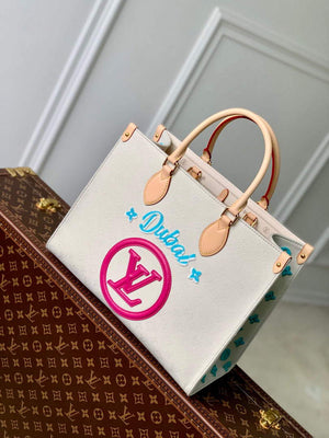 LV M46128 Louis Vuitton Onthego MM Tote Bag Yellow leather - Default Title - View 2