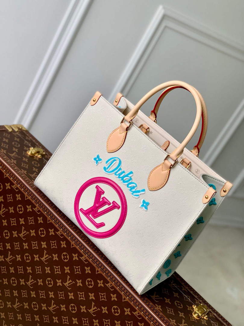 LV M46128 Louis Vuitton Onthego MM Tote Bag Yellow leather - Default Title - View 2