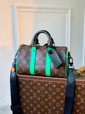 LV M46249 Louis Vuitton Keepall Bandouliere 25 Bag Green - Default Title - View 1