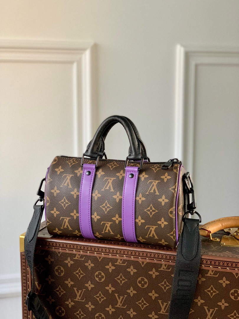 LV M46249 Louis Vuitton Keepall Bandouliere 25 Bag Purple - Default Title - View 3