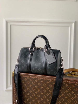 LV M46271 Louis Vuitton Keepall Bandouliere 25 Bag Black - Default Title - View 1