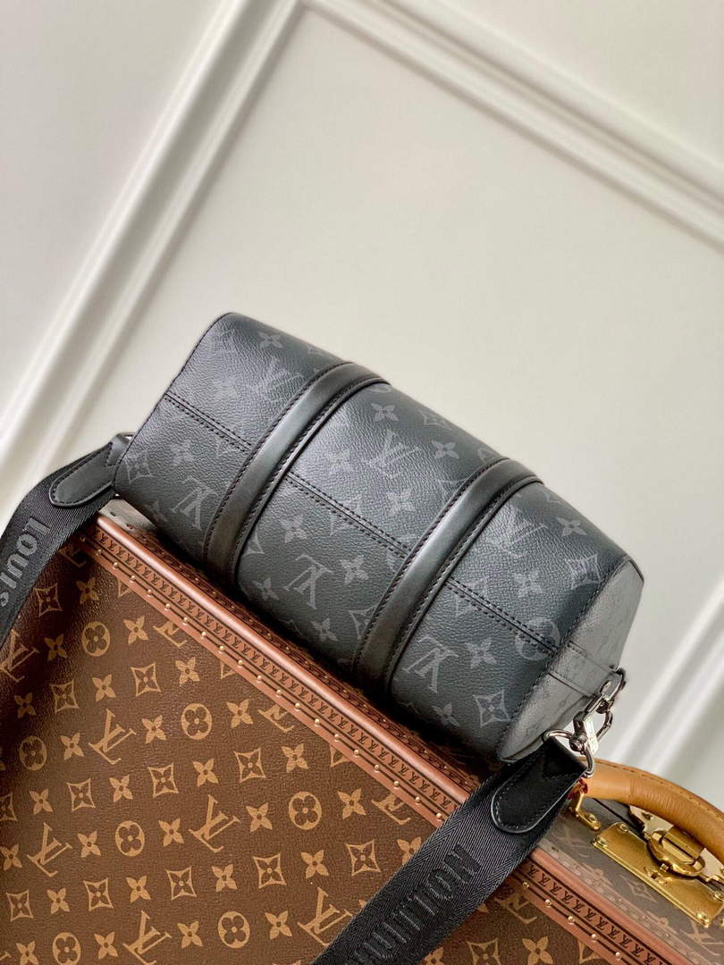 LV M46271 Louis Vuitton Keepall Bandouliere 25 Bag Black - Default Title - View 3