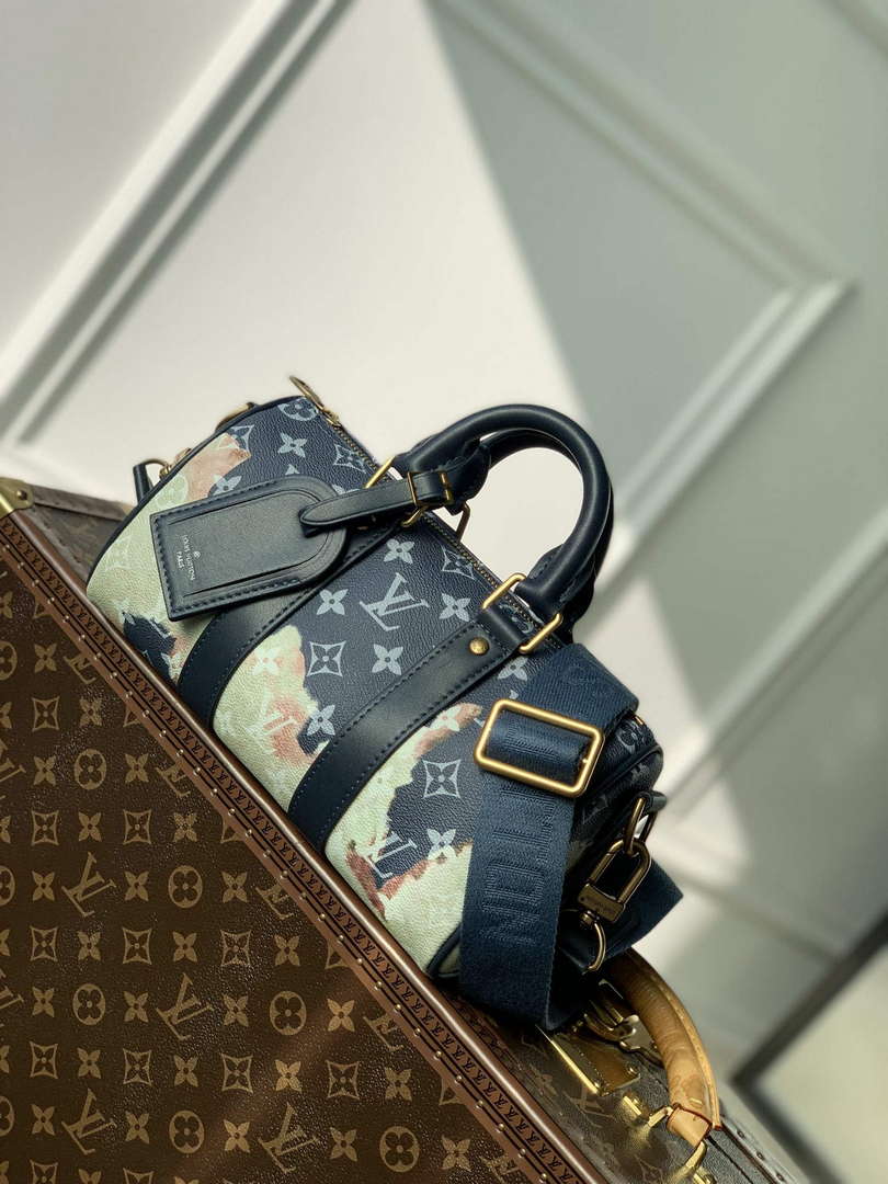 LV M46271 Louis Vuitton Keepall Bandouliere 25 Bag Blue