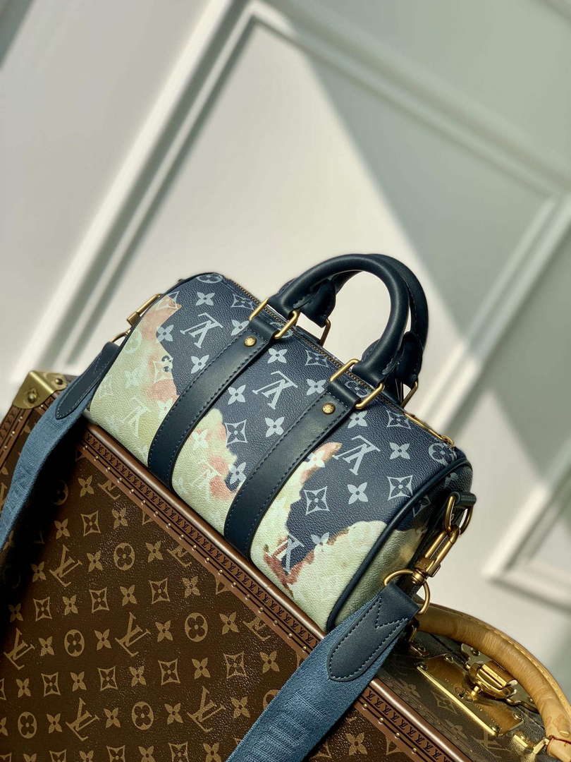 LV M46271 Louis Vuitton Keepall Bandouliere 25 Bag Blue