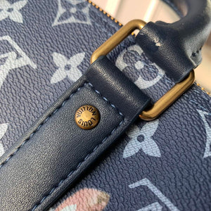LV M46271 Louis Vuitton Keepall Bandouliere 25 Bag Blue - Default Title - View 6