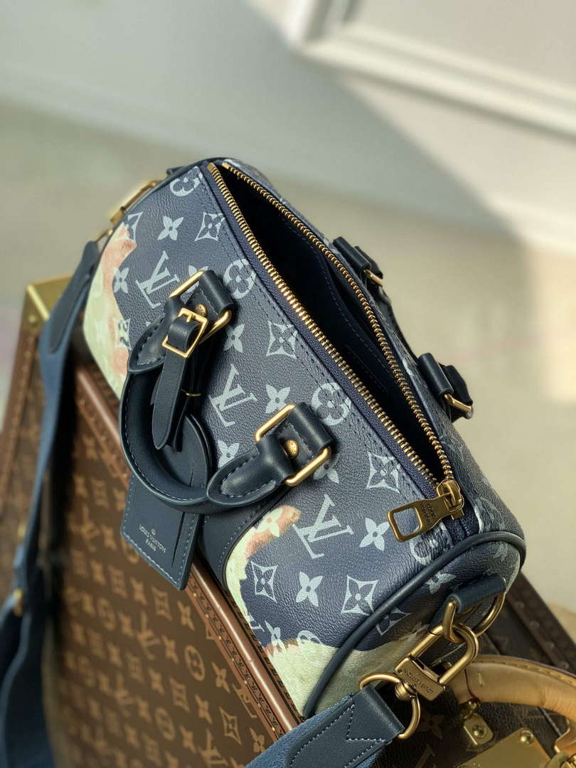 LV M46271 Louis Vuitton Keepall Bandouliere 25 Bag Blue