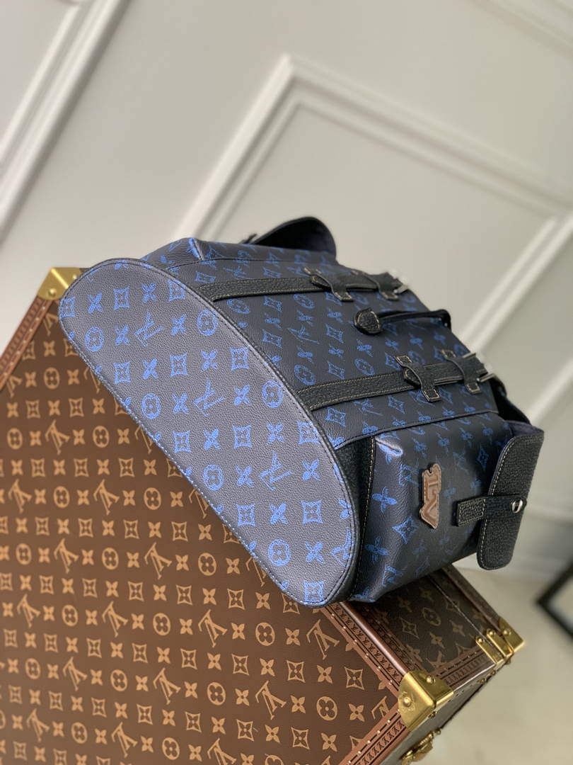 LV M46338 Louis Vuitton Christopher MM Backpack Blue - Default Title - View 4