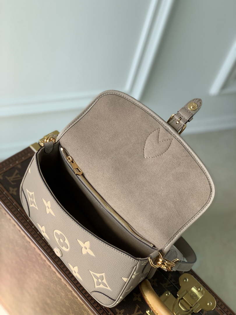 LV M46386 Louis Vuitton Diane Monogram Empreinte Leather Gray with Camel - Default Title - View 8