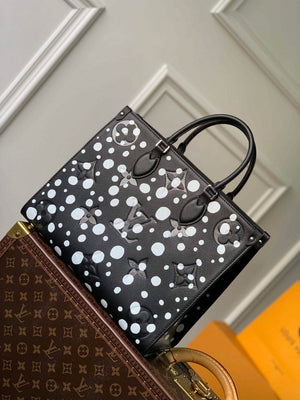 LV M46389 Louis Vuitton LV x YK OnTheGo MM Bag Black White - Default Title - View 2