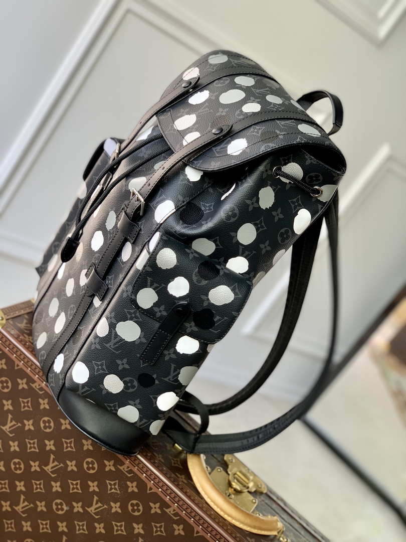 LV M46403 Louis Vuitton LV x YK  Christopher MM Backpack Monogram eclipse Black and Silver - Default Title - View 3