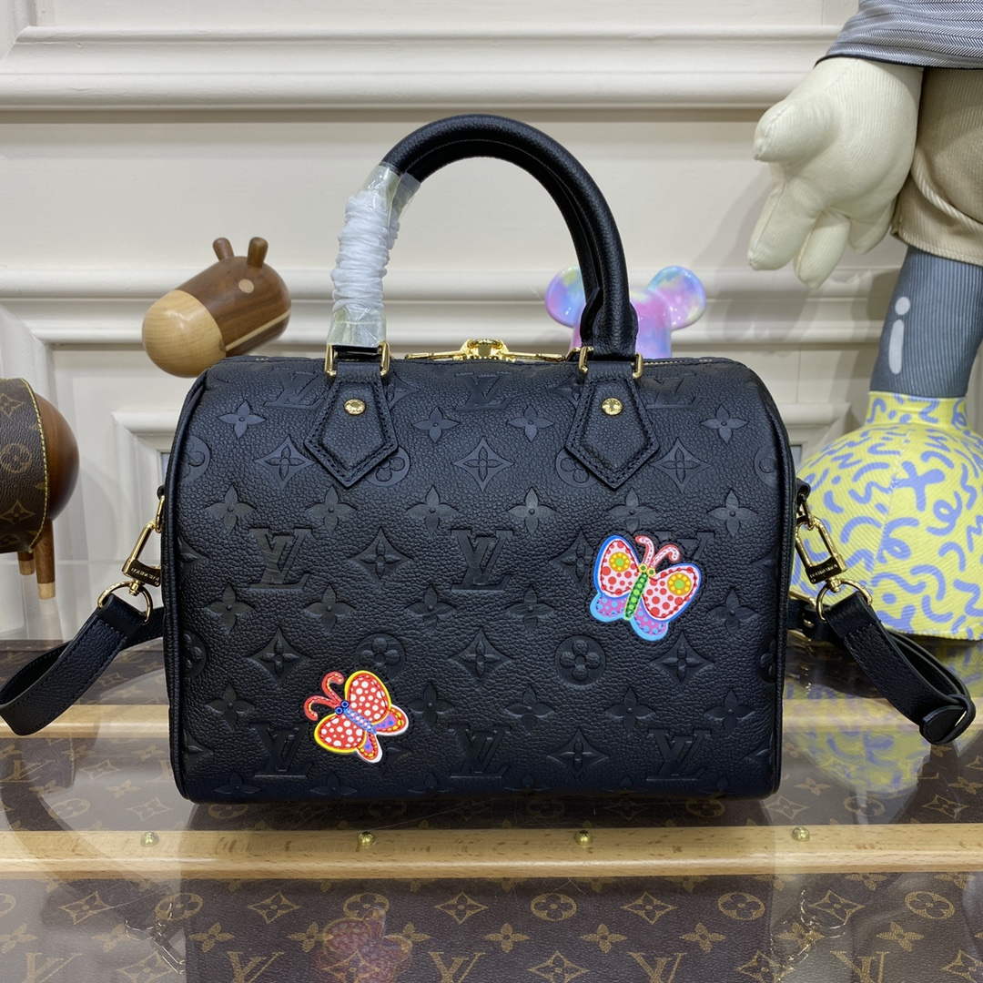 LV M46415 Louis Vuitton LV x YK Speedy Bandouliere 25 Bag Black - Default Title - View 2