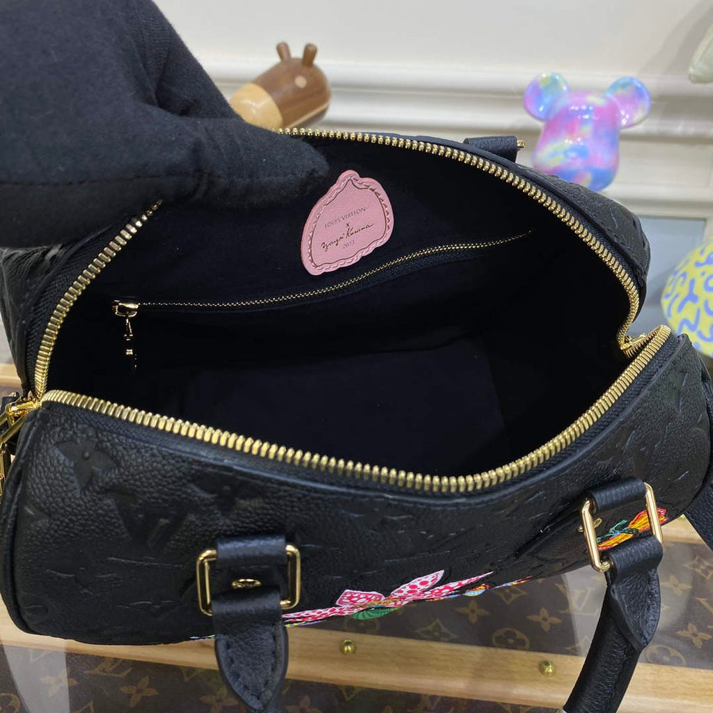 LV M46415 Louis Vuitton LV x YK Speedy Bandouliere 25 Bag Black