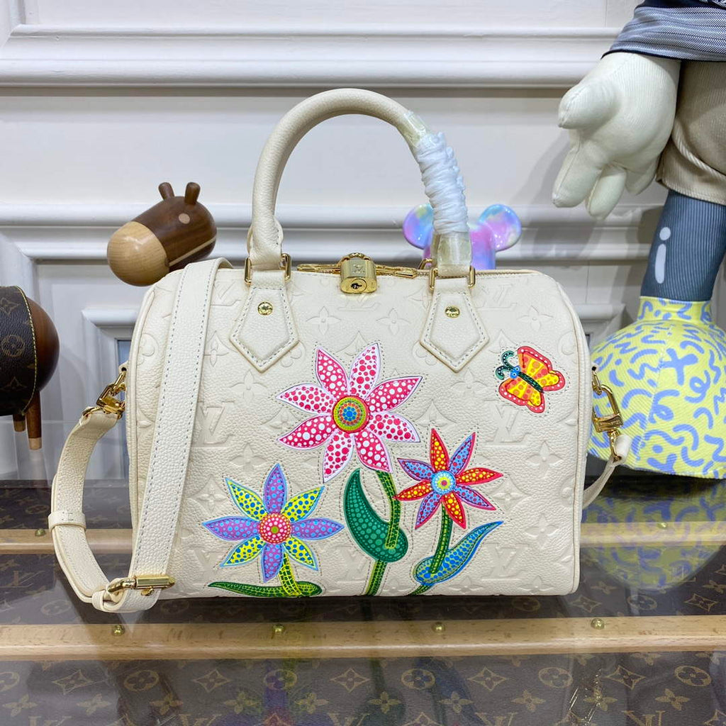 LV M46415 Louis Vuitton LV x YK Speedy Bandouliere 25 Bag White