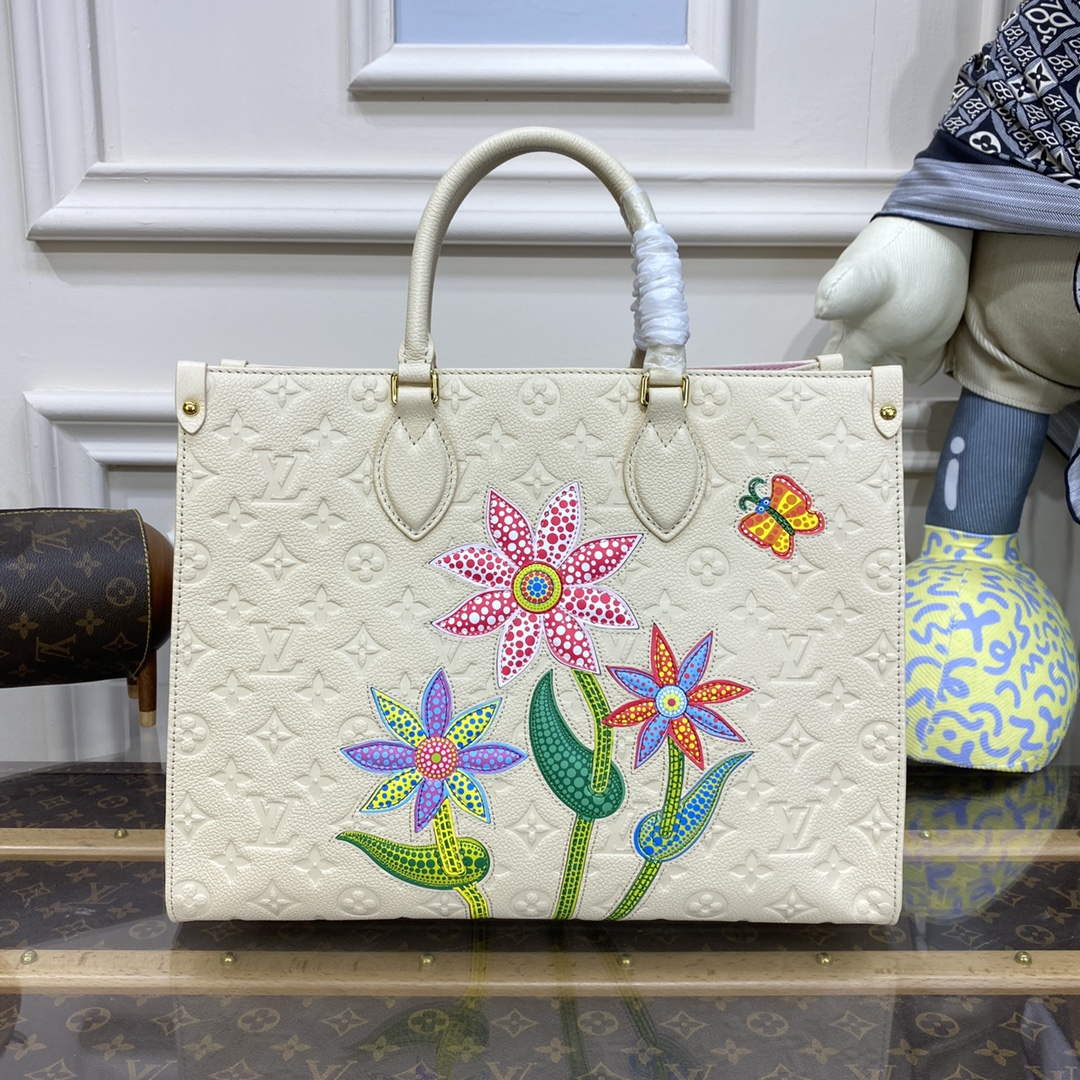 LV M46416 Louis Vuitton LV x YK OnTheGo MM Bag White - Default Title - View 1