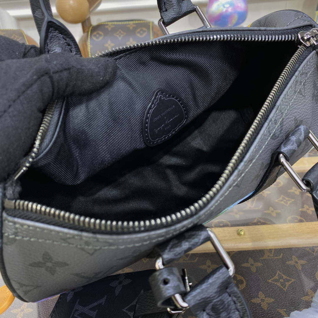 LV M46437 Louis Vuitton LV x YK Keepall 25 Bag Monogram Eclipse - Default Title - View 9