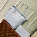LV M46482 Louis Vuitton Neverfull MM Bag M45685 Monogram Empreinte Leather Blue - Default Title - View 1