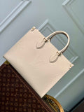LV M46531 Louis Vuitton OnTheGo MM Bag Monogram Empreinte Beige
