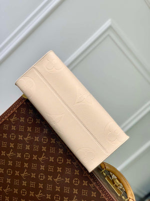 LV M46531 Louis Vuitton OnTheGo MM Bag Monogram Empreinte Beige - Default Title - View 4
