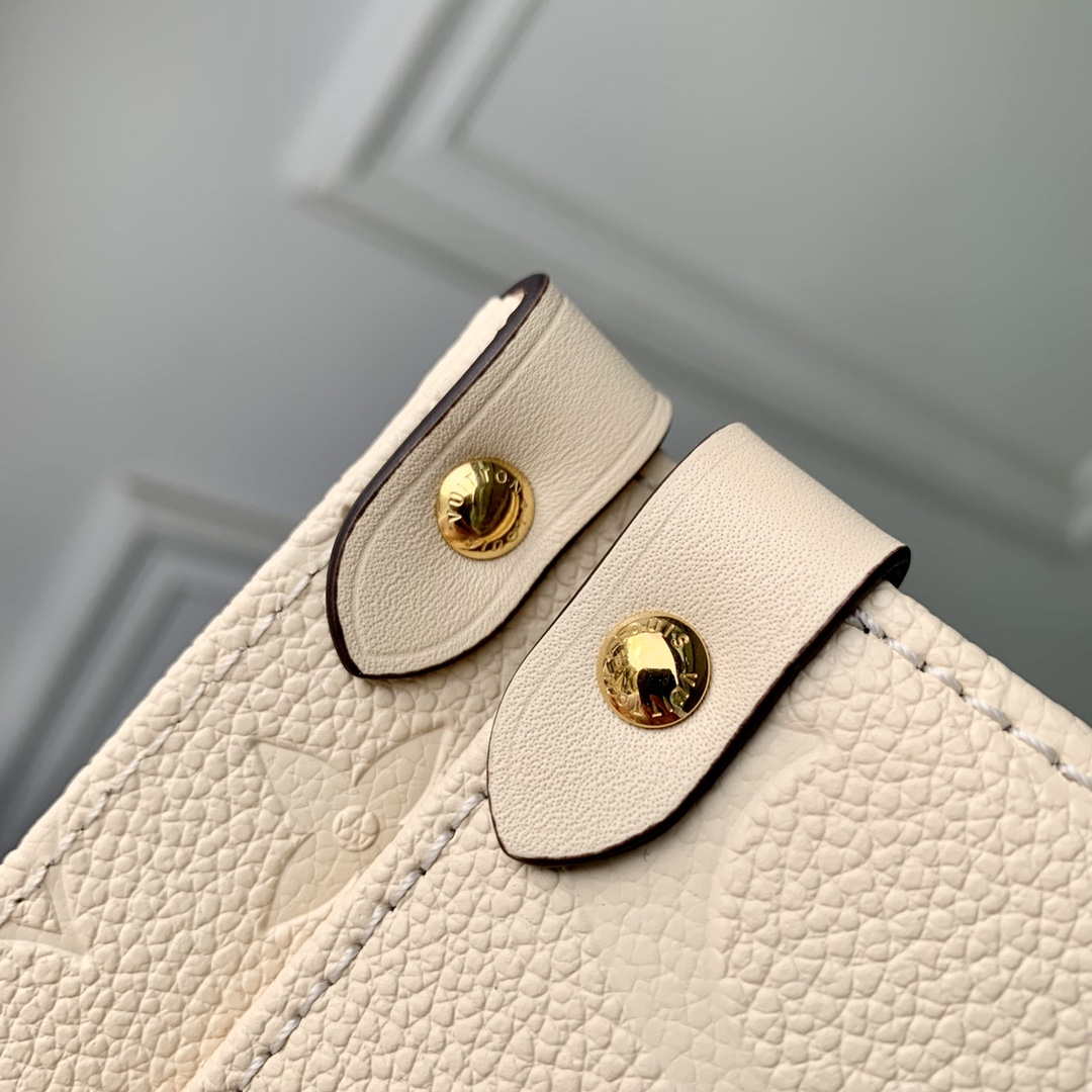 LV M46531 Louis Vuitton OnTheGo MM Bag Monogram Empreinte Beige