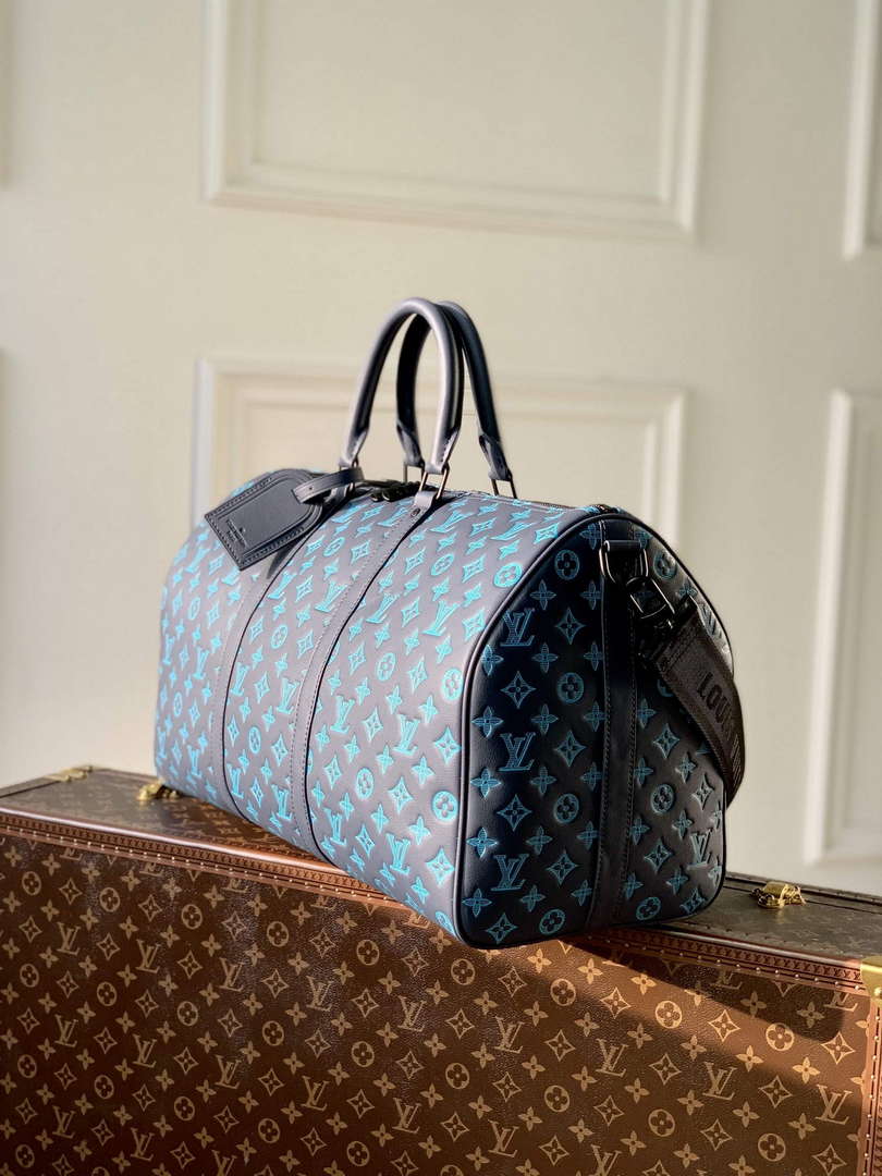 LV M46593 Louis Vuitton Keepall Bandouliere 50 Bag Navy River Blue