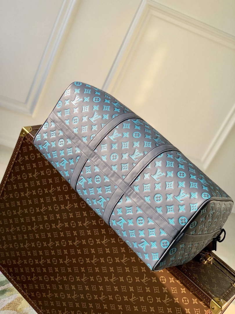 LV M46593 Louis Vuitton Keepall Bandouliere 50 Bag Navy River Blue