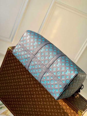 LV M46593 Louis Vuitton Keepall Bandouliere 50 Bag Navy River Blue - Default Title - View 3