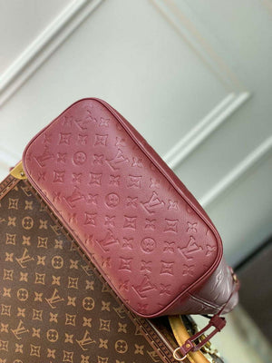 LV M46599 Louis Vuitton Neverfull MM Bag M45685 Monogram Empreinte Leather Wine Red - Default Title - View 4
