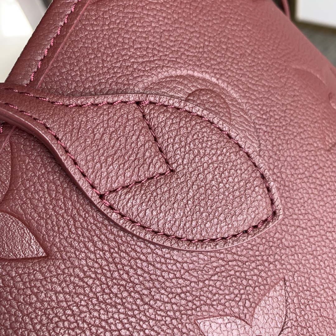 LV M46599 Louis Vuitton Neverfull MM Bag M45685 Monogram Empreinte Leather Wine Red - Default Title - View 5