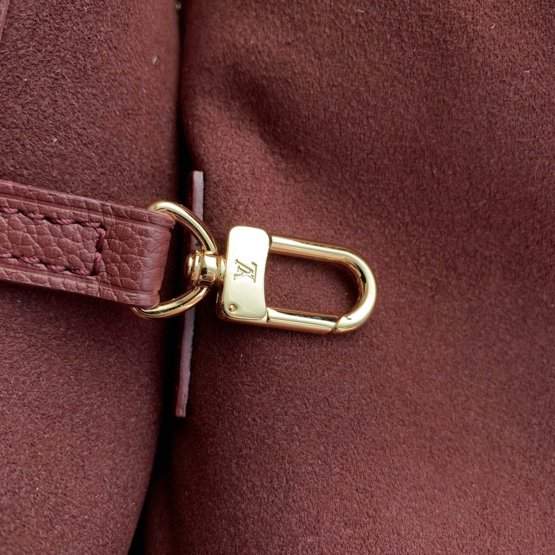 LV M46599 Louis Vuitton Neverfull MM Bag M45685 Monogram Empreinte Leather Wine Red - Default Title - View 6