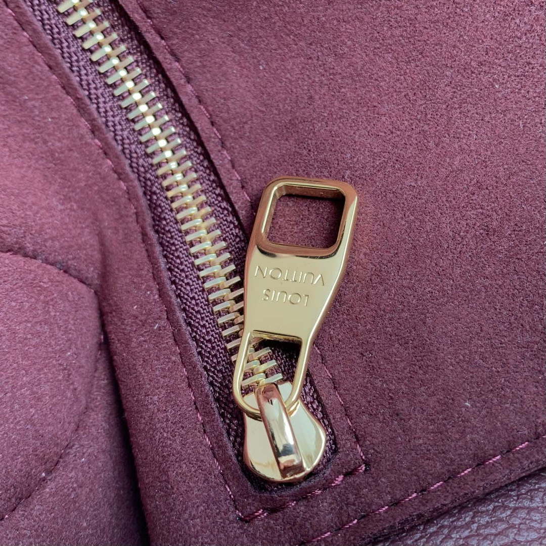 LV M46599 Louis Vuitton Neverfull MM Bag M45685 Monogram Empreinte Leather Wine Red