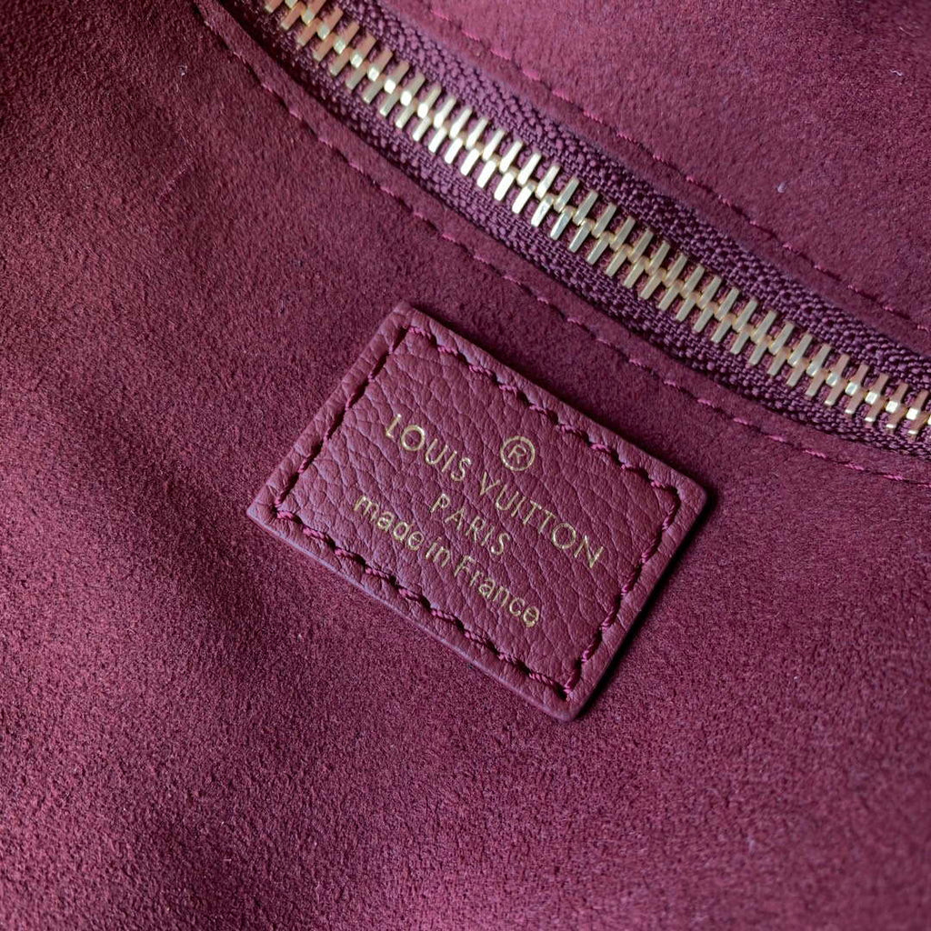 LV M46599 Louis Vuitton Neverfull MM Bag M45685 Monogram Empreinte Leather Wine Red