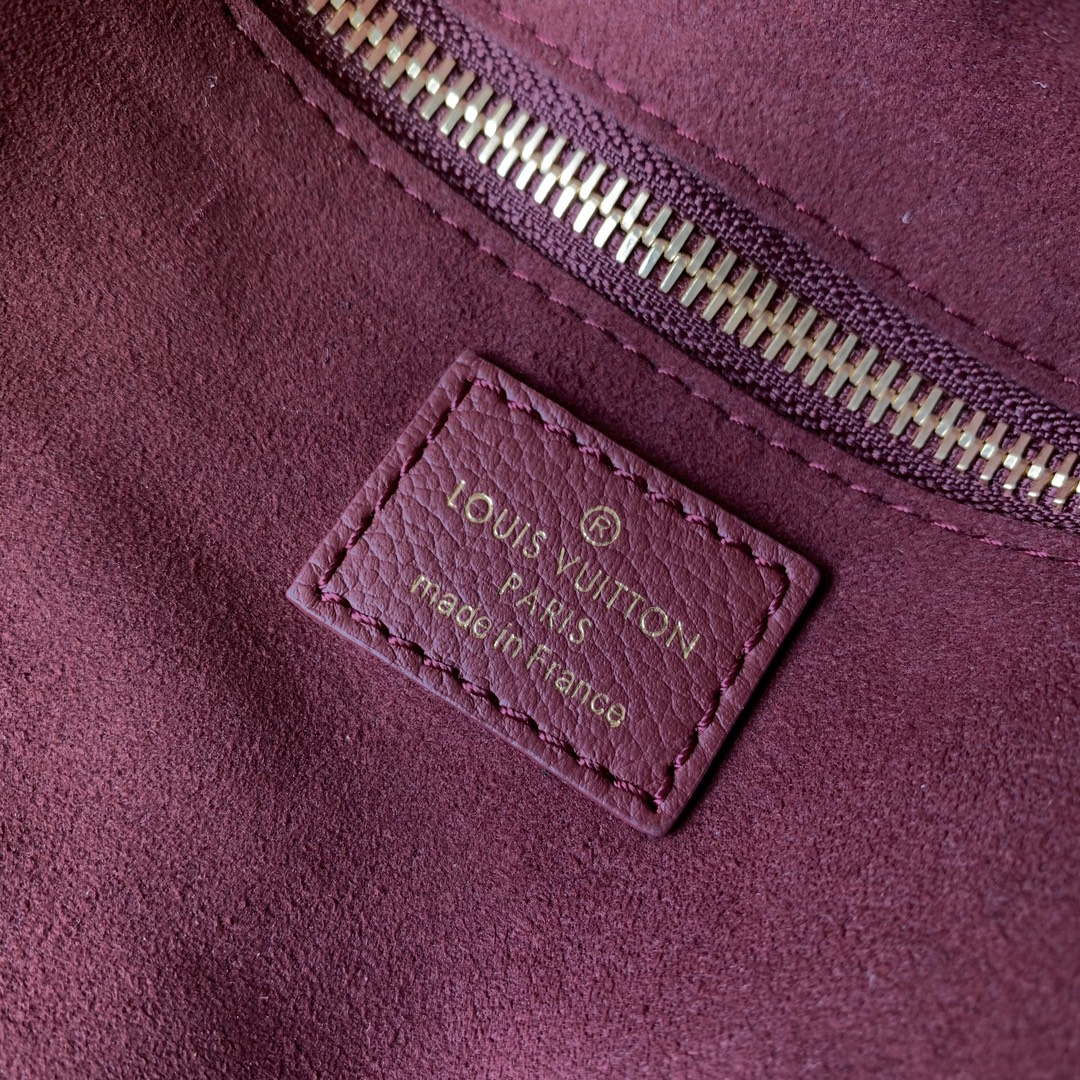 LV M46599 Louis Vuitton Neverfull MM Bag M45685 Monogram Empreinte Leather Wine Red - Default Title - View 9
