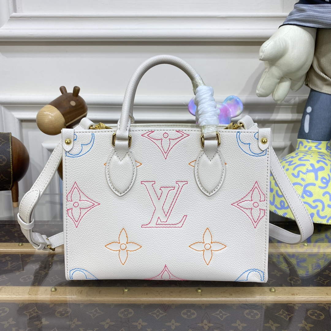 LV M46629 Louis Vuitton OnTheGo PM Handbag Beige - Default Title - View 1