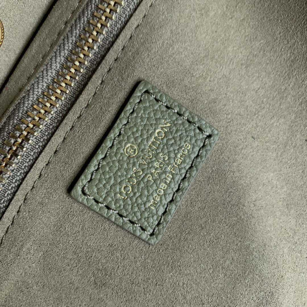 LV M46649 Louis Vuitton Neverfull MM Tote Bag Monogram Empreinte Leather Kaki Cream - Default Title - View 6