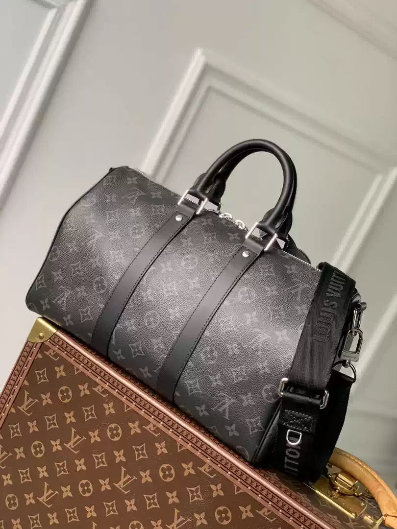 LV M46655 Louis Vuitton Keepall Bandouliere 35 Monogram Eclipse Black